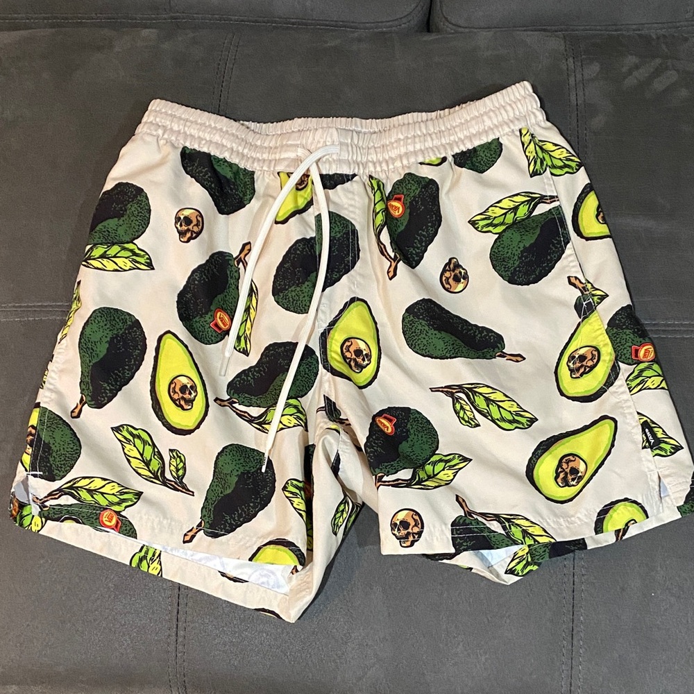 Vans Avocado and Skull Print Athletic Shorts - Green and Black
